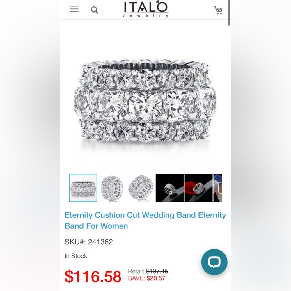 Italo Eternity Cushion Cut Wedding Band Eternity Band For Women - Picture 2 of 15